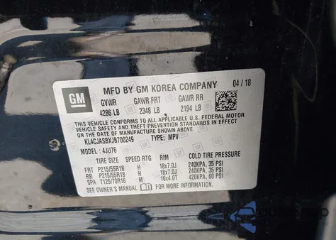 2018 Buick Encore Preferred from USA, damaged, VIN KL4CJASBXJB700249